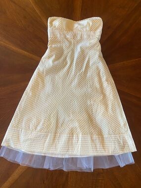 J. Crew Vintage Silk Strapless A-Line Seersucker Dress Exquisite